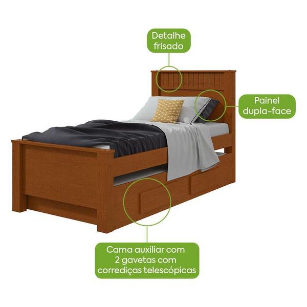 Imagem de Cama Solteiro Ambiente Athenas com Auxiliar Frassino Off White Flex - Lopas