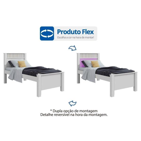 Imagem de Cama Solteiro Athenas Branco ou Branco c/ Lilás - Flex - Lopas