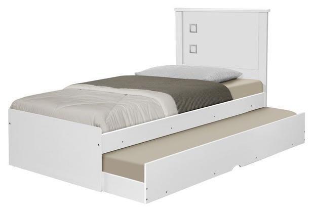 Imagem de Cama Solteiro Barcelona Branco e Preto com Cama Auxiliar - Tebarrot