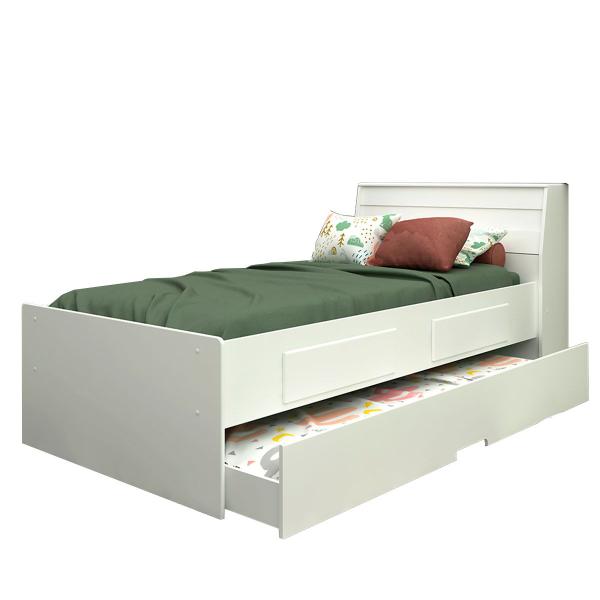 Imagem de Cama Solteiro Bibox Teen 2 Gavetas 100% Mdf Branco - Gelius