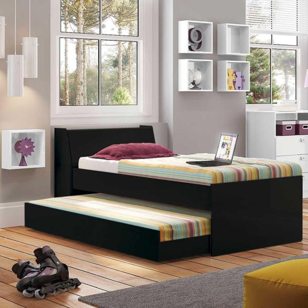 Imagem de Cama Solteiro Bicama Com 2 Colchões Ditália BB-28 Preto