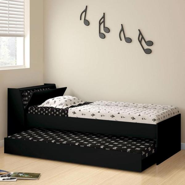 Imagem de Cama Solteiro Bicama Ditália BB-28 Preto cozy