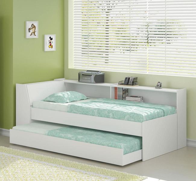 Imagem de Cama Solteiro Bicama Estante com kit luz Ditália BB-28-29 CZ