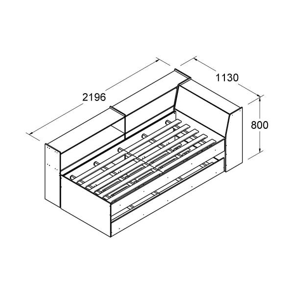 Imagem de Cama Solteiro Bicama Estante Ditália +luz+2colc BB2829