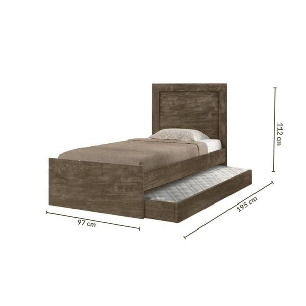 Imagem de Cama Solteiro Cambel Luara com Auxiliar Castanho Wood