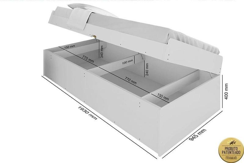 Imagem de Cama Solteiro Camila Branco  - Framar Móveis