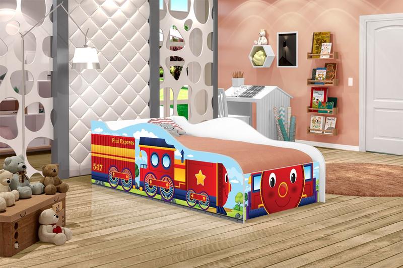 Imagem de Cama Solteiro Carro Infantil para Menino Menina Quarto