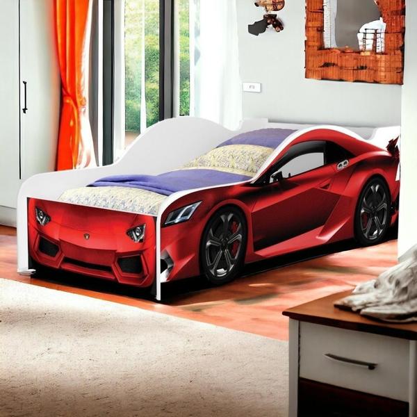 Cama Solteiro Carro Red com Colchão Cambel - VJ Móveis Imagem de Cama Solteiro Carro Red com Colchão Cambel