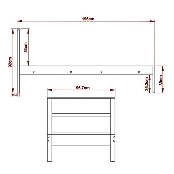 Imagem de Cama Solteiro CM8004 Nogal Branco Tecno Mobili