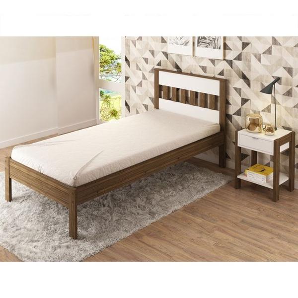 Imagem de Cama Solteiro CM8006 E Mesa De Cabeceira AZ1016 QT5 Nogal Branco Tecno Mobili