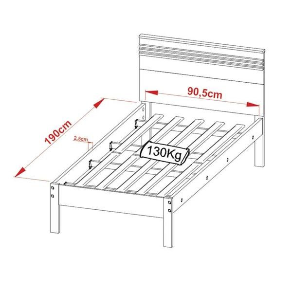 Imagem de Cama Solteiro CM8010 Nogal Branco Tecno Mobili