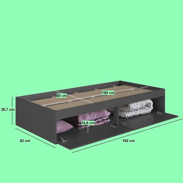 Imagem de Cama Solteiro com 2 Portas 80 Tókio Grafite