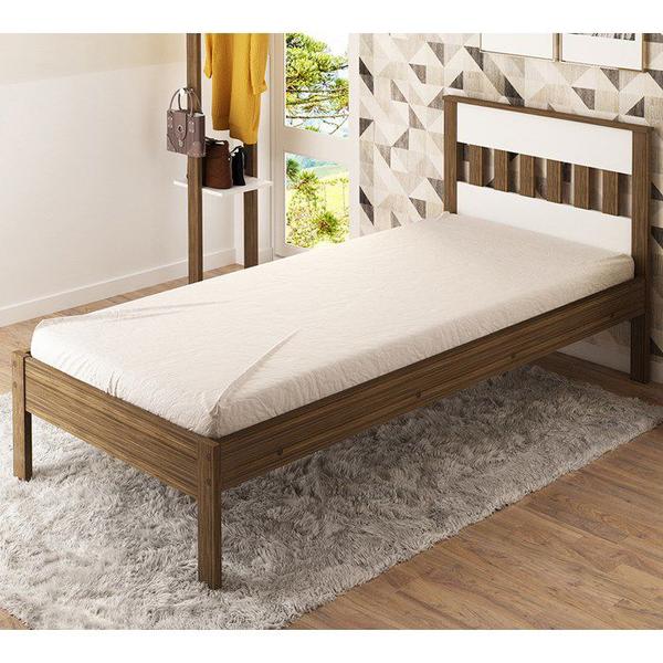 Imagem de Cama Solteiro Com Auxiliar CM8006 CM8008 QT8 Nogal Branco Tecno Mobili