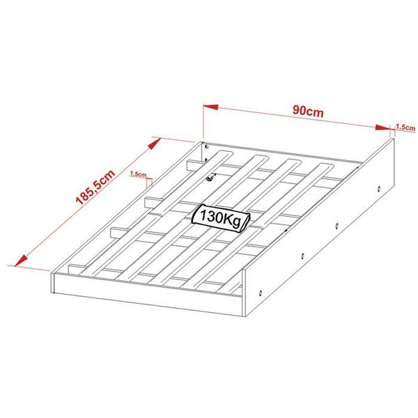 Imagem de Cama Solteiro Com Auxiliar CM8006 CM8008 QT8 Nogal Branco Tecno Mobili