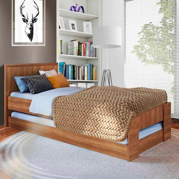Cama Solteiro Com Auxiliar E 2 Colchões Nogal Lomita Shop JM Imagem de Cama Solteiro Com Auxiliar E 2 Colchões Nogal Lomita Shop JM