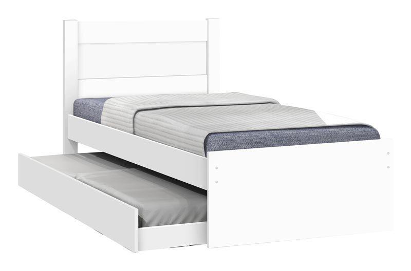 Cama Solteiro com Auxiliar Prisma Branco - JeA Móveis - JA Móveis Cama Solteiro com Auxiliar Prisma Branco - JeA Móveis - JA Móveis