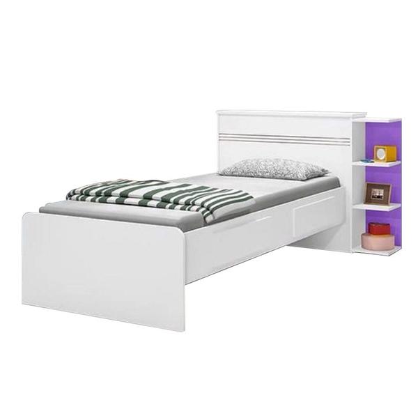 Imagem de Cama Solteiro com Baú Branco/Lilás J&A Jade 90x127x218