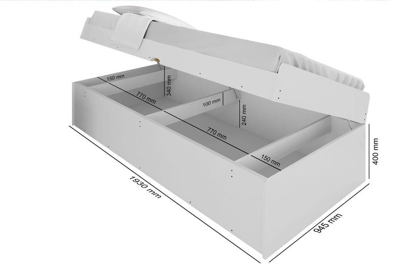 Imagem de Cama solteiro com bau framar camila branca mdf/mdp