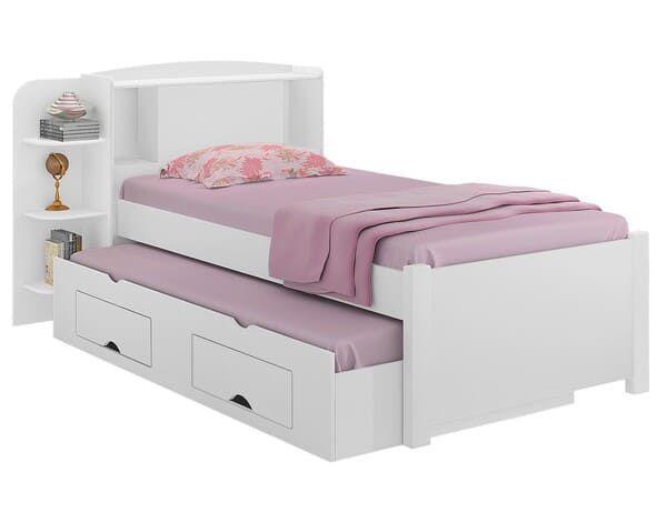 Imagem de Cama Solteiro com Cama Auxiliar - Milênio Plus-Branco - Móveis D'Doro