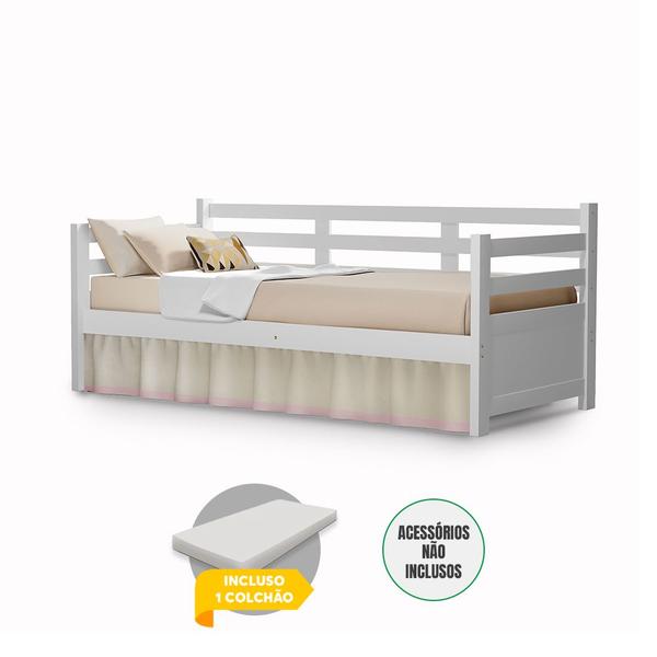 Imagem de Cama Solteiro com Colchão Babá Madeira Enjoy Mona Mais Nicho - Branco