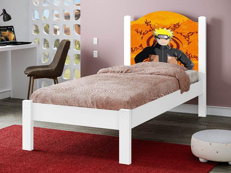 Imagem de Cama Solteiro Com Colchão Menino Adesivada Naruto