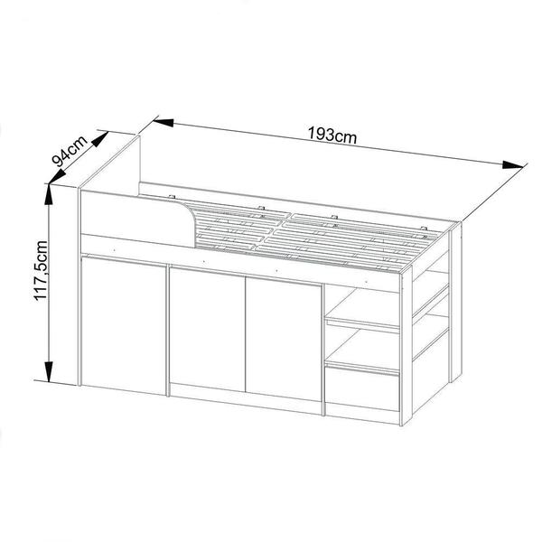 Imagem de Cama Solteiro com Escrivaninha para Colchão 88 x 188 cm Multimóveis CR35067 Branca