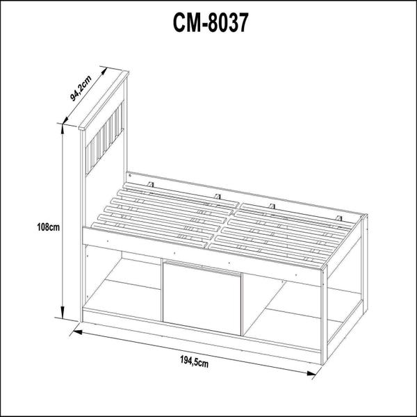 Imagem de Cama Solteiro com Nichos e Baú CM8037