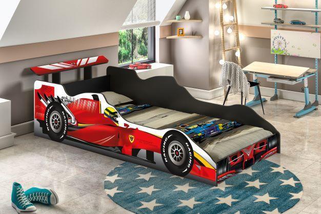 Imagem de Cama Solteiro Com Proteção Lateral Carro Formula 1