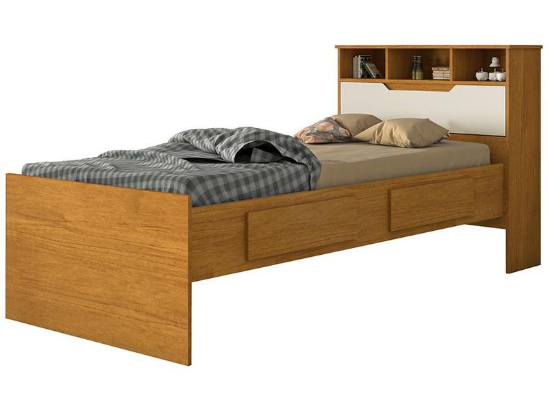 Cama Solteiro Conquista Móveis Ravena Cinamomo e Off-White Cama Solteiro Conquista Móveis Ravena Cinamomo e Off-White