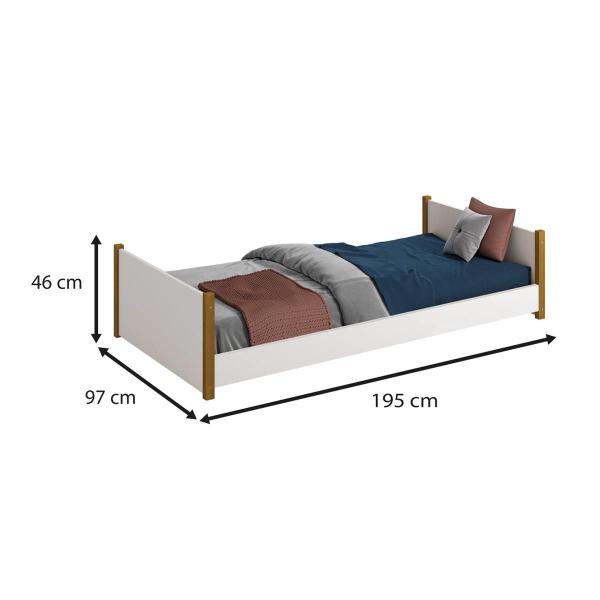 Imagem de Cama Solteiro Evolutiva Ravi 2 Em 1 Com Pés Madeira Azul Fosco Com Colchão - Reller