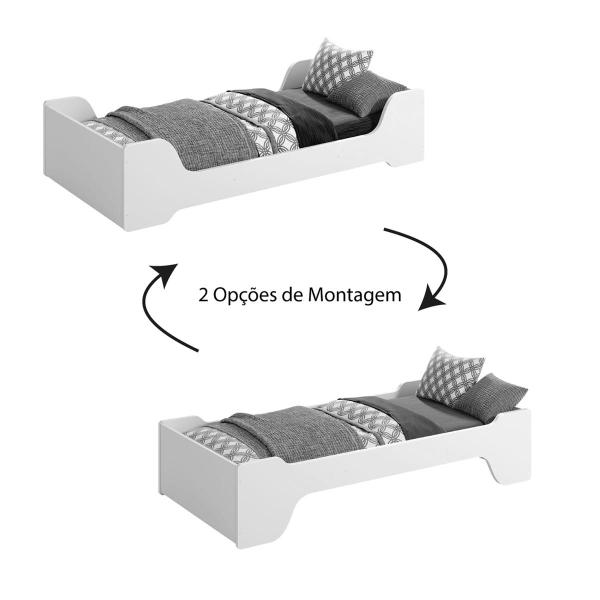 Imagem de Cama Solteiro Evolutiva Zaki 2 em 1 Azul Fosco com Colchão - Reller