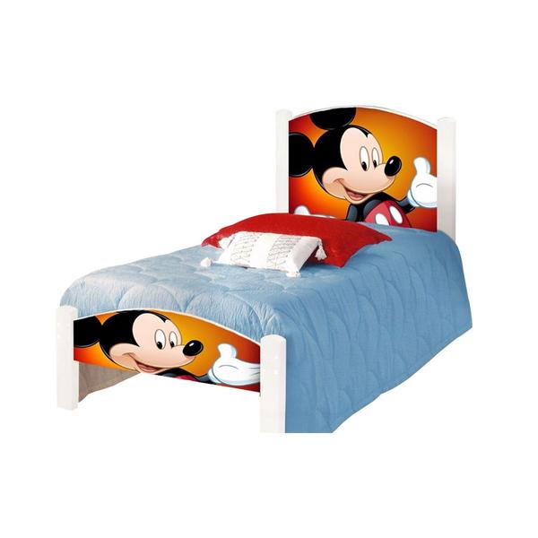 Imagem de Cama Solteiro Infantil Adesivada Mouse com Grade de Proteção