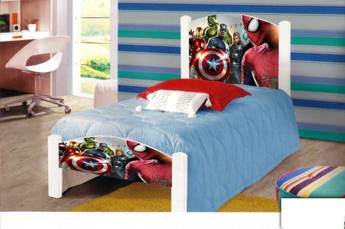 Imagem de Cama Solteiro Infantil Adesivada Vingadores 2 Com Grade