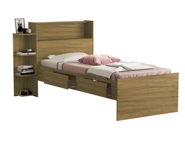 cama solteiro isa com gaveta prateleira e bau para quarto com colchão inclusa - Mini Me Artigos Imagem de cama solteiro isa com gaveta prateleira e bau para quarto com colchão inclusa