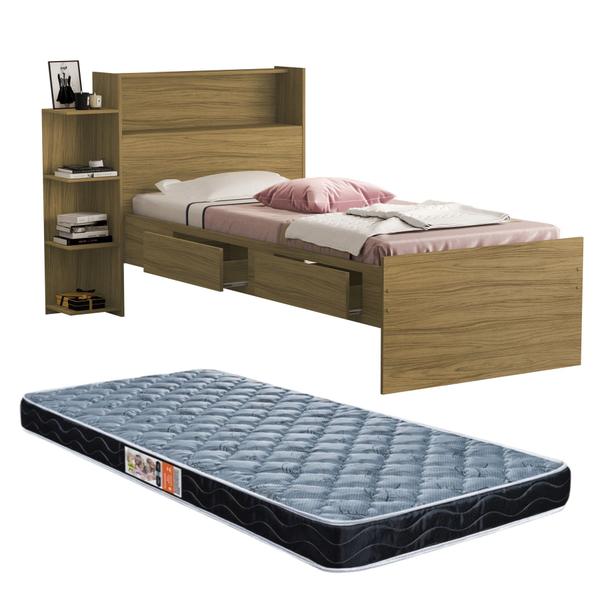 cama solteiro isa com gaveta prateleira e bau para quarto com colchão inclusa - Mini Me Artigos Imagem de cama solteiro isa com gaveta prateleira e bau para quarto com colchão inclusa
