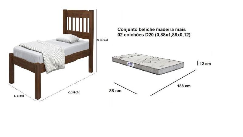 Imagem de Cama Solteiro Itália madeira com 01 colchão (88x188x12) gazin d20