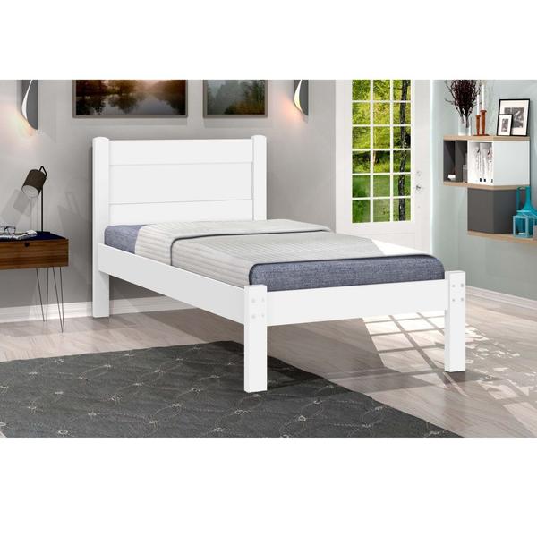 Imagem de Cama Solteiro J&A Móveis Prisma 100% MDF para colchão de 88 cm de largura Branco-Branco/Lilás