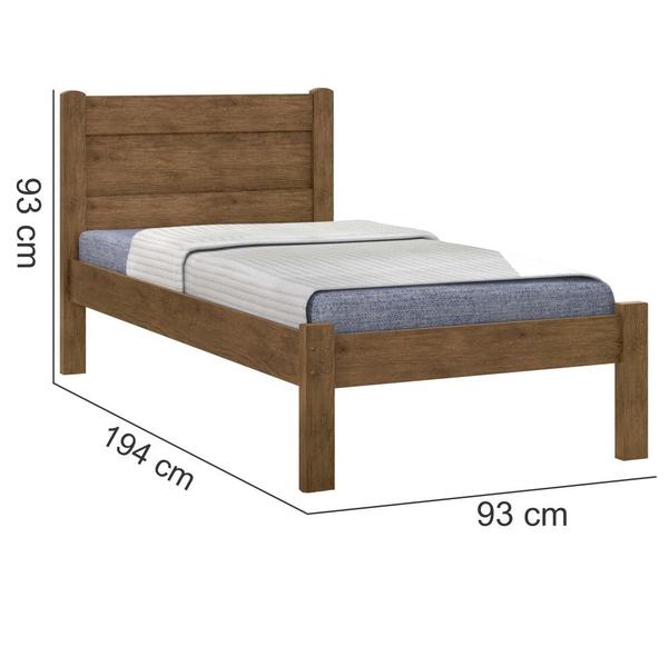 Imagem de Cama Solteiro J&A Móveis Prisma 100% MDF para colchão de 88 cm de largura Jequitibá/Off White