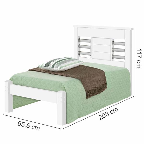 Imagem de Cama Solteiro J&A Móveis Raissa 100% MDF para colchão de 88 cm de largura Branco Branco Lilás