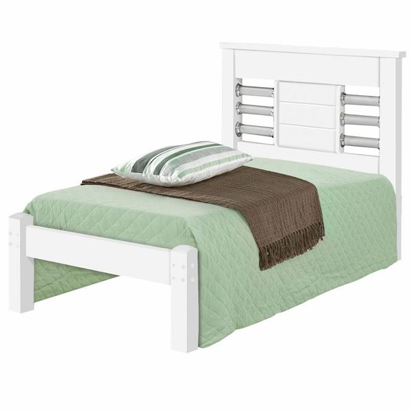 Imagem de Cama Solteiro J&A Móveis Raissa 100% MDF para colchão de 88 cm de largura Branco Branco Lilás