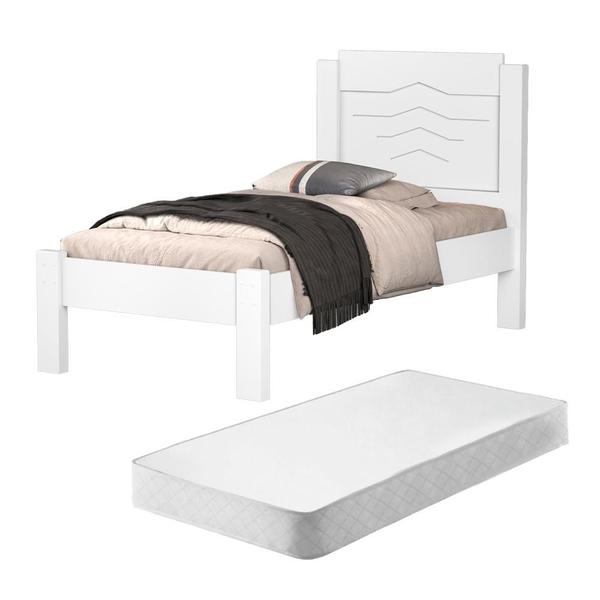 Imagem de Cama Solteiro Jade Branco com Colchão