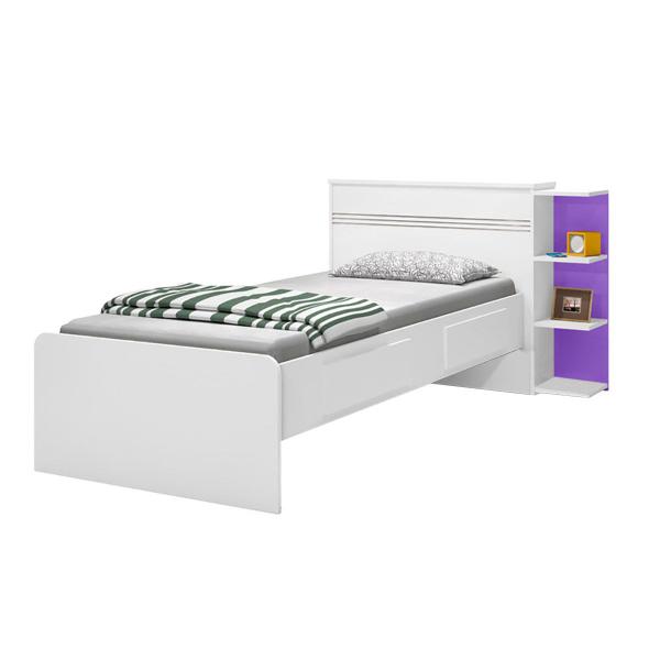 Imagem de Cama Solteiro Jade com Baú 2 Gavetas Branco/Lilás - J&a Móveis