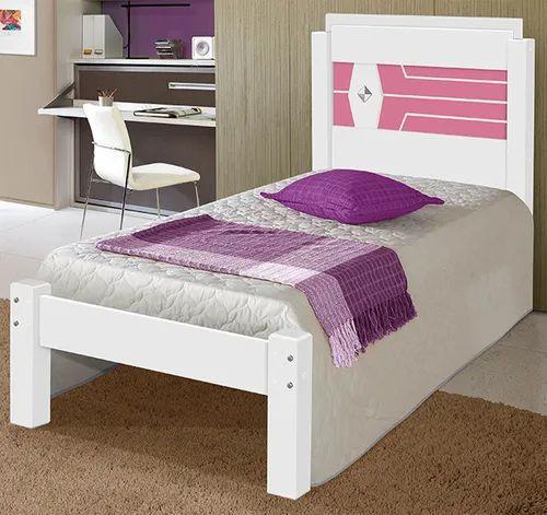 Imagem de Cama Solteiro Livia 100% Mdf e Estrado 100% Madeira Carmolar Branco/Azul/Rosa