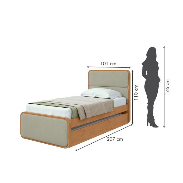 Imagem de Cama Solteiro Loop com Auxiliar Amêndoa Clean 87521.502 - Móveis Lopas