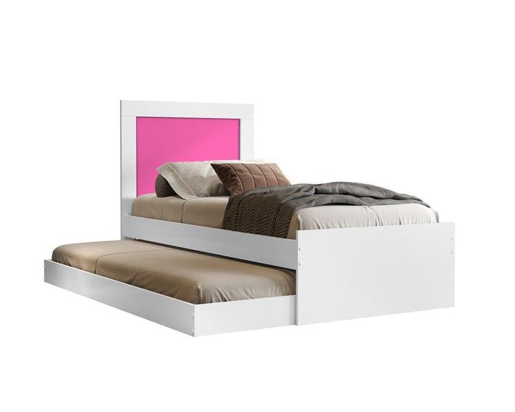 Imagem de Cama solteiro luara bibox 900mm branco/rosa/azul vj móveis falta azul