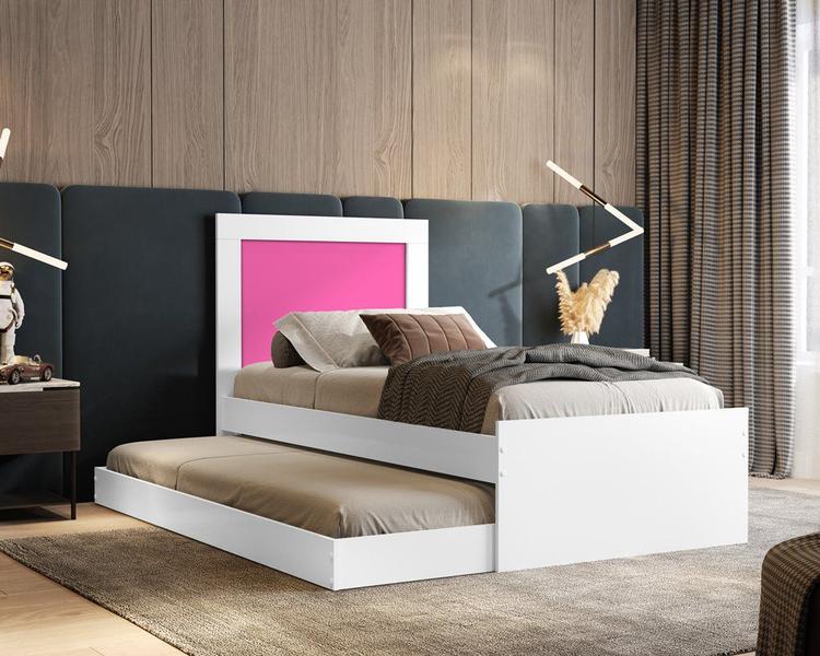 Imagem de Cama solteiro luara bibox 900mm branco/rosa/azul vj móveis falta azul