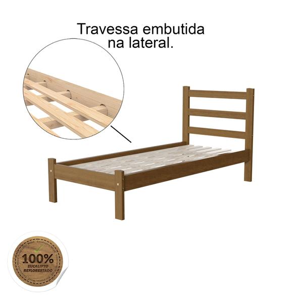 Imagem de Cama Solteiro Luiza Rústica 100% Madeira Maciça