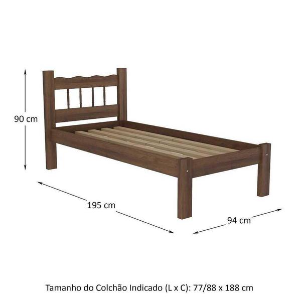 Imagem de Cama Solteiro Madeira Maciça com Colchão Incluso Madri Multimóveis CR4161 Imbuia