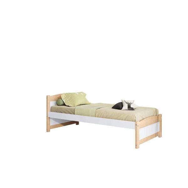 Imagem de Cama Solteiro Madeira Maciça/MDF Teen Casatema Branco/Natural