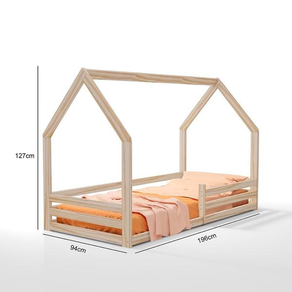 Imagem de Cama Solteiro Madeira Maciça Montessoriana Casinha Naturale Amore Shop JM